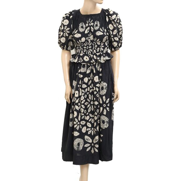 Sea New York Thea Midi Dress Smocked Tie Dye Printed Puff Sleeve XXS-00 280231 - Picture 9 of 13